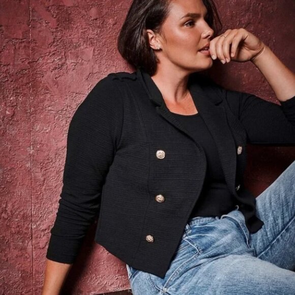 Torrid Textured Ponte Crop Military Jacket Size 4X - Picture 1 of 7